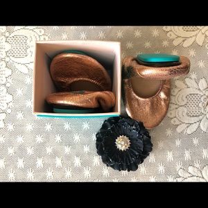 Tieks rose gold glam flats